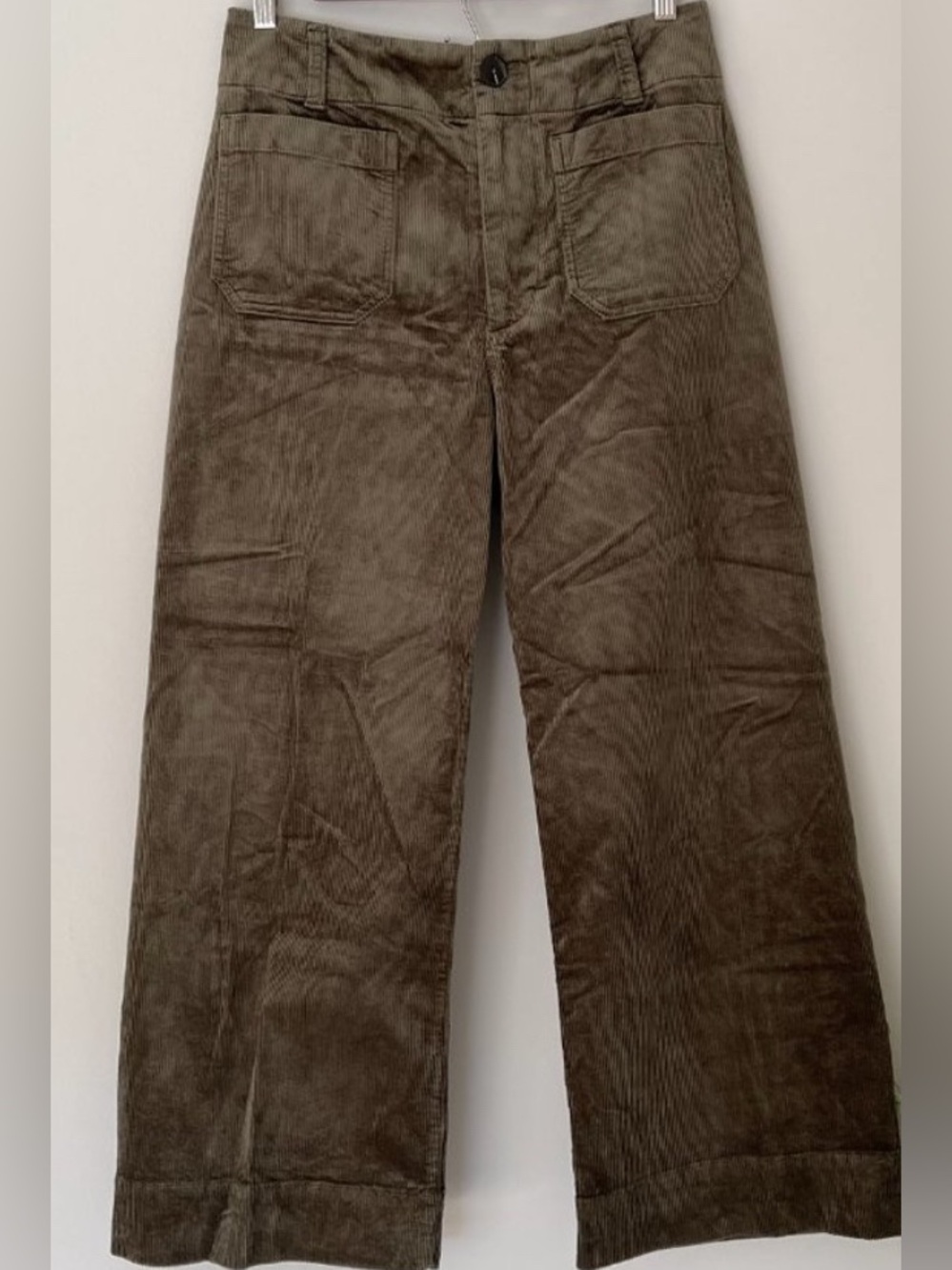 Maeve Women's Corduroy Wide-Leg Pants in Olive